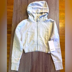 Lululemon Scuba Full-Zip Cropped Hoodie.Heathered Core Ultra Light Grey. Size 10